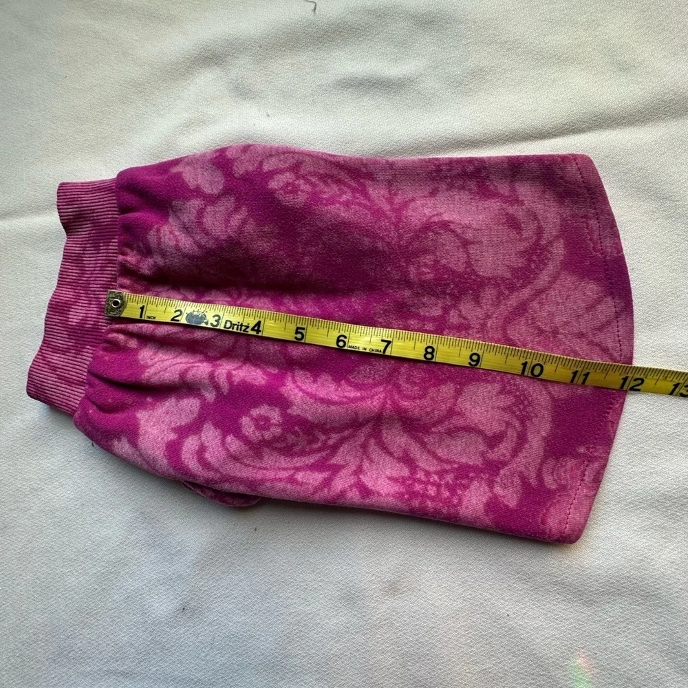 Handcrafted Magenta Damask Dog Sweatshirt | Upcycled One-of-a-Kind | Small